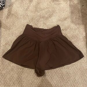 Brown Aerie Crossover Flowy Shorts